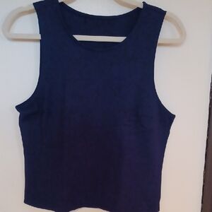Blue Fitted Crop Tank Top